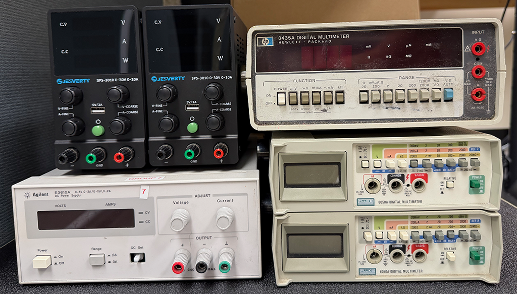 Bench supplies and multimeters